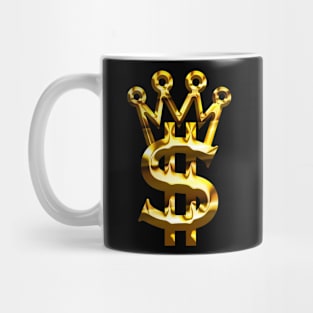 Gold dollar and king crown symbol Mug